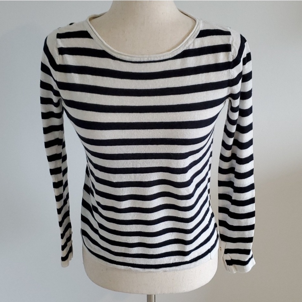 Club Monaco • Striped Black and White Women's Top